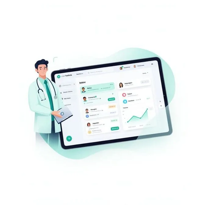 Physician using SelfClinic Cloud EHR on Tablet